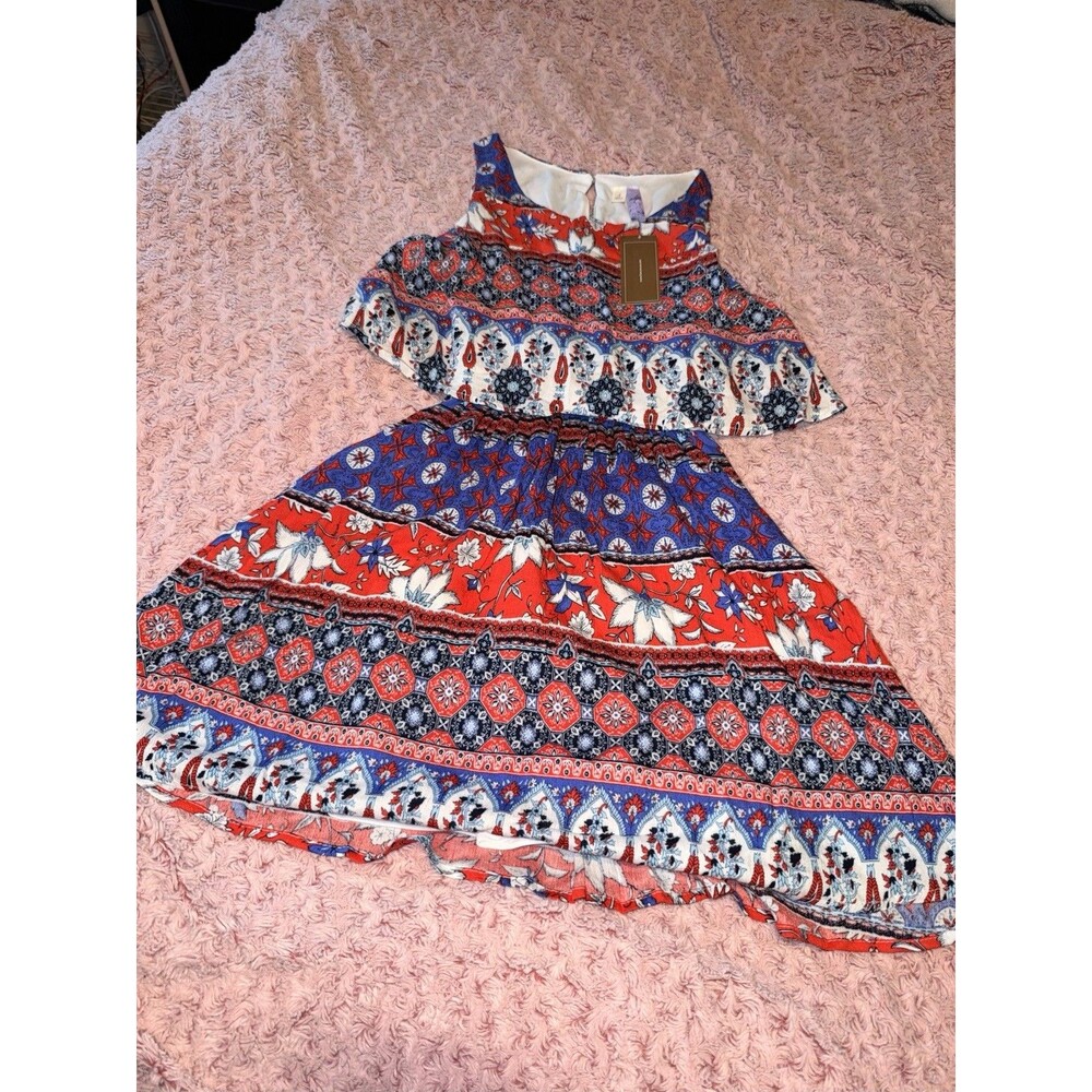 Alya Francesca's Dress Size Small Boho Multicolor Floral NWT Red White Blue
